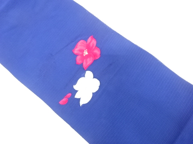 絽綴れ　花模様織り出し　名古屋帯